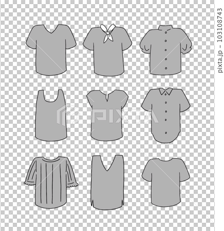 Illustration set of gray short-sleeved clothes 103108743