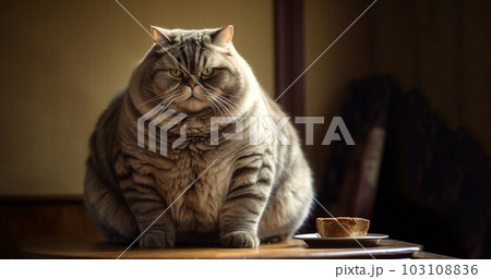A lazy chubby funny fat cat, obese,overweight pet looking angry at camera copy space, medical health concept animals A lazy chubby funny fat cat, obese,overweight pet looking angry at camera copy space, medical health concept animals 103108836