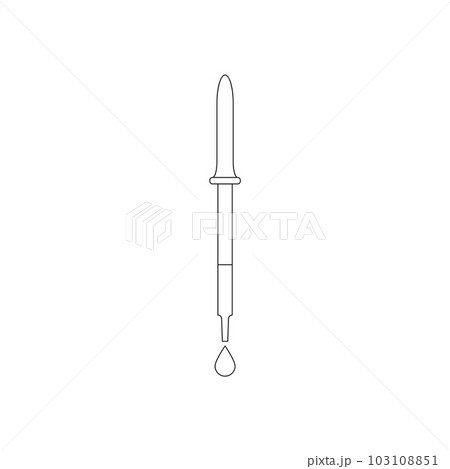 Dropper transparent and outline icon with a drop. Pipette icon. Clipart on white blank background. Dropper transparent and outline icon with a drop. Pipette icon. Clipart on white blank background. 103108851