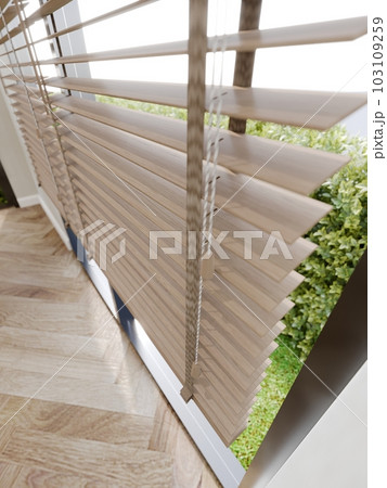 wood venetian blind , 3d render 103109259