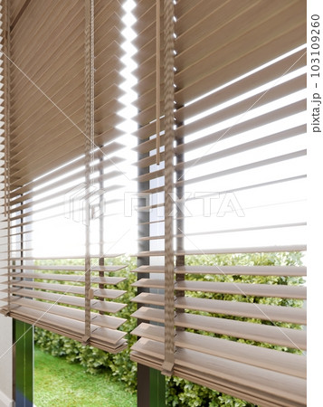 wood venetian blind , 3d render 103109260