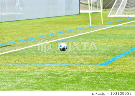 ピッチとサッカーボール　サッカー場　フットボール　イメージ素材　競技場　サッカーイメージ　　 103109655
