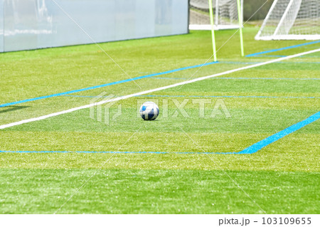 ピッチとサッカーボール　サッカー場　フットボール　イメージ素材　競技場　サッカーイメージ　　 103109655