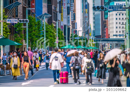 日本の東京都市景観 5類移行から2週間近く…銀座ホコ天でもマ無しの方が増…感染爆発は無い＝5月21日 103109662