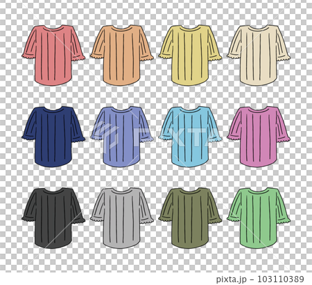 Summer knit shirt illustration set Summer knit shirt illustration set 103110389