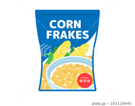 パックに入った、コーンフレーク商品のイラスト パックに入った、コーンフレーク商品のイラスト 103110645