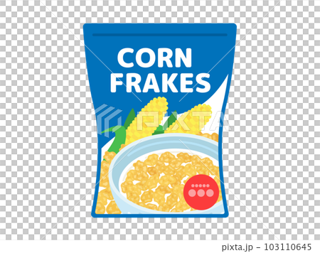 パックに入った、コーンフレーク商品のイラスト パックに入った、コーンフレーク商品のイラスト 103110645