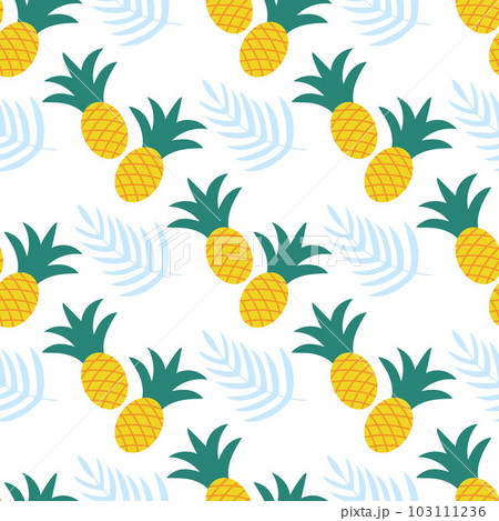 Pineapple and palm branch seamless pattern Pineapple and palm branch seamless pattern 103111236