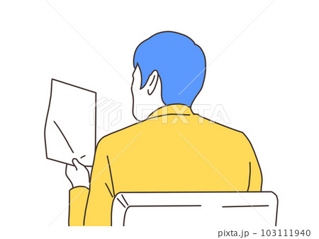 書類に目を通すスーツの男性のイラスト素材 [103111940] - PIXTA