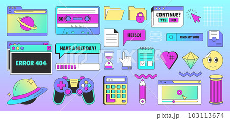 Retro user interface elements in vaporwave style Retro user interface elements in vaporwave style 103113674
