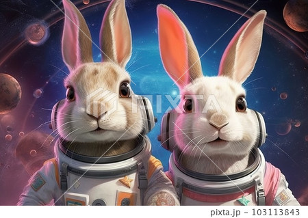 astronaut rabbits, hopping between celestial...のイラスト素材 [103113843] - PIXTA
