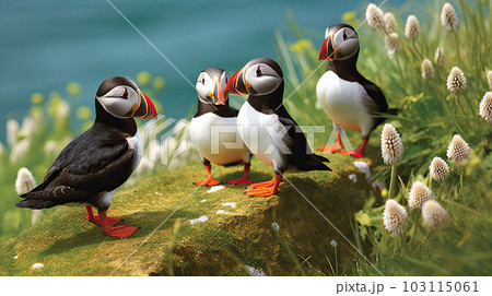 Atlantic puffin , also known as the common puffin, is a species of seabird in the auk family 103115061