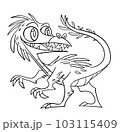 Prehistoric horned dinosaur Sinornithosaurus coloring pages. Outline vector illustration for coloring book. Vector sheet icon 103115409