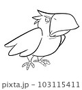 wicked crow for hallowen party coloring pages. Halloween coloring page with spooky objects, hand drawn cute Halloween coloring sheet. Doodle style. Outline vector illustration for coloring book 103115411