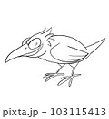 wicked crow for hallowen party coloring pages. Halloween coloring page with spooky objects, hand drawn cute Halloween coloring sheet. Doodle style. Outline vector illustration for coloring book 103115413