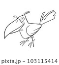 wicked crow for hallowen party coloring pages. Halloween coloring page with spooky objects, hand drawn cute Halloween coloring sheet. Doodle style. Outline vector illustration for coloring book 103115414