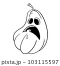Pumpkin halloween coloring pages. Halloween coloring page with spooky objects, hand drawn cute Halloween coloring sheet. Doodle style. Outline vector illustration for coloring book. Vector sheet icon. 103115597