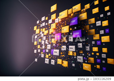 Abstract data graph concept with data clusters and particles. Digital sorting and management concept for business and finance. Generated AI. Abstract data graph concept with data clusters and particles. Digital sorting and management concept for business and finance. Generated AI. 103116209