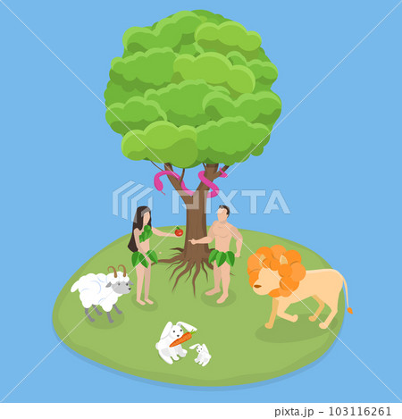 3D Isometric Flat Vector Conceptual Illustration of Garden Of Eden 103116261