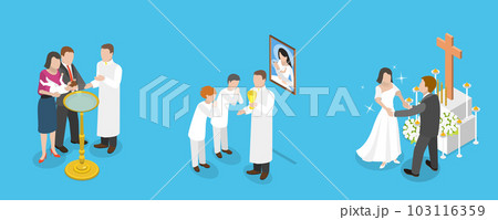 3D Isometric Flat Vector Set of Christian Ceremonies 103116359