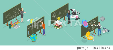 3D Isometric Flat Vector Set of Teachers 103116373