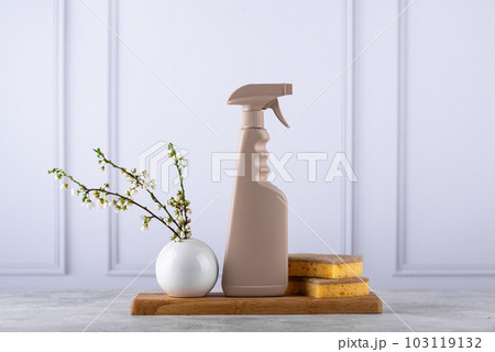 Eco cleaning with bottles, brushes and sponges 103119132
