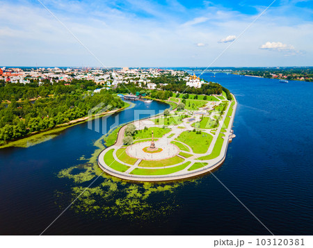 Yaroslavl city, Volga river aerial view Yaroslavl city, Volga river aerial view 103120381