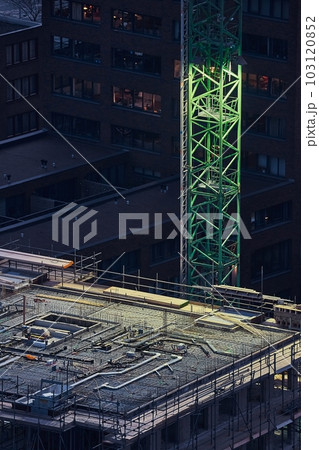 Urban Building Construction crane in dark Urban Building Construction crane in dark 103120852