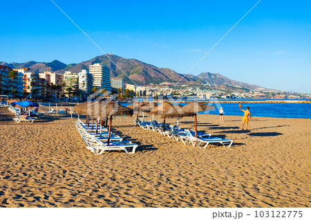 Fuengirola city beach panoramic view in Spain 103122775