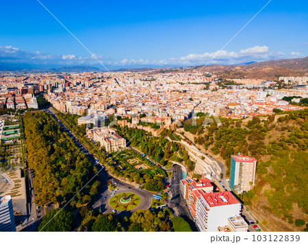 Malaga city aerial panoramic view in Andalusia, Spain Malaga city aerial panoramic view in Andalusia, Spain 103122839