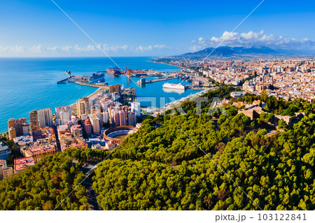 Malaga city aerial panoramic view in Andalusia, Spain 103122841