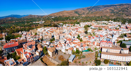 Orgiva town aerial panoramic view in Alpujarras, Spain 103122941