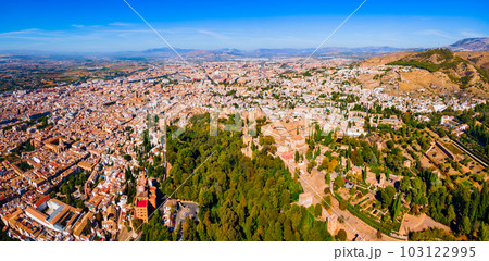 The Alhambra aerial panoramic view in Granada, Spain 103122995