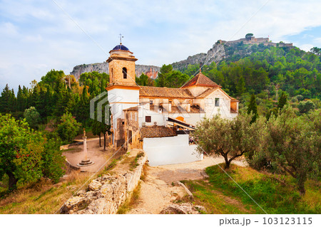 Sant Feliu Church aerial panoramic view, Spain 103123115