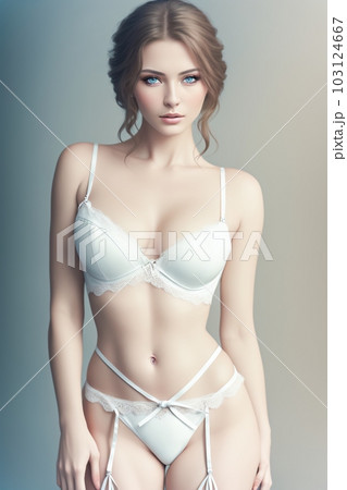 beautiful young model in a white bra posing on white studio background beautiful young model in a white bra posing on white studio background 103124667