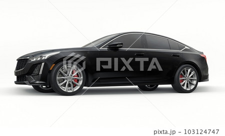 Premium business sedan car in a sports configuration on a white background. 3d rendering. Premium business sedan car in a sports configuration on a white background. 3d rendering. 103124747