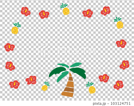 Hibiscus and pineapple tropical frame Hibiscus and pineapple tropical frame 103124751