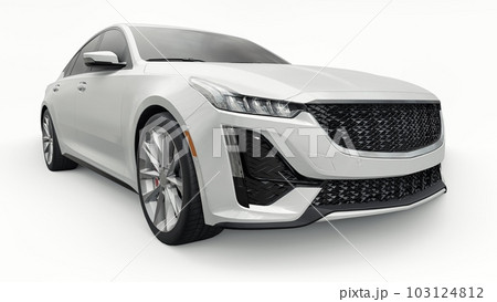 Premium business sedan car in a sports configuration on a white background. 3d rendering. Premium business sedan car in a sports configuration on a white background. 3d rendering. 103124812