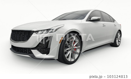 Premium business sedan car in a sports configuration on a white background. 3d rendering. Premium business sedan car in a sports configuration on a white background. 3d rendering. 103124813
