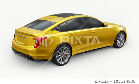 Premium business sedan car in a sports configuration on a white background. 3d rendering. 103124936