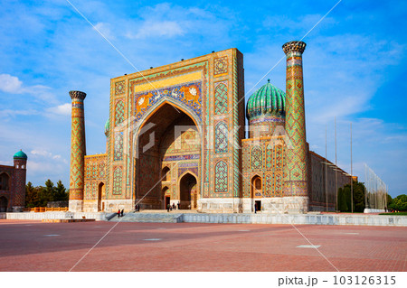 Registan Sher Dor Madrasa in Samarkand Registan Sher Dor Madrasa in Samarkand 103126315