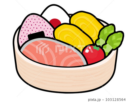 曲げわっぱのお弁当箱のお弁当イラスト 曲げわっぱのお弁当箱のお弁当イラスト 103128564