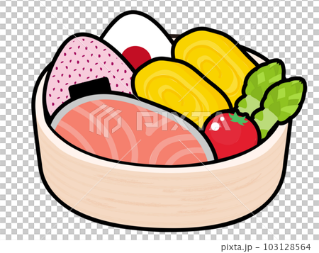 曲げわっぱのお弁当箱のお弁当イラスト 曲げわっぱのお弁当箱のお弁当イラスト 103128564