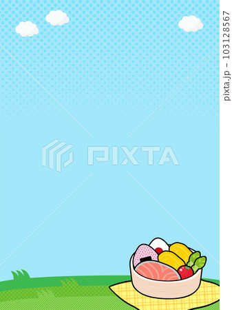 ピクニックの風景、和風のお弁当 103128567