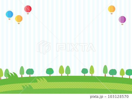 夏のイメージ、自然いっぱい気球が飛ぶ風景 103128570