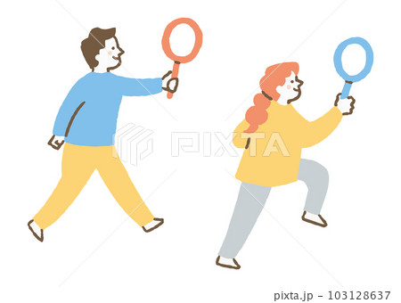 何かを調査している男女_色 103128637