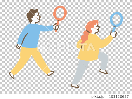 何かを調査している男女_色 103128637