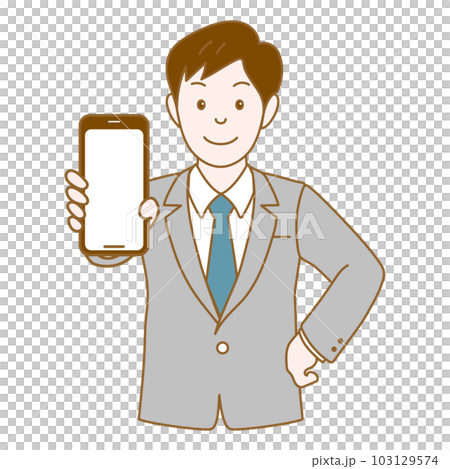 A man showing a smartphone screen 103129574