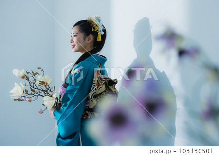 青い振袖 アジアンビューティー 青い振袖 アジアンビューティー 103130501