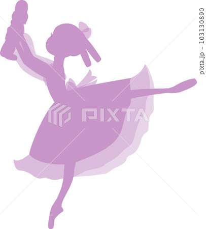 クラシックバレエくるみ割り人形のクララを踊るバレリーナの薄紫色のシルエット クラシックバレエくるみ割り人形のクララを踊るバレリーナの薄紫色のシルエット 103130890
